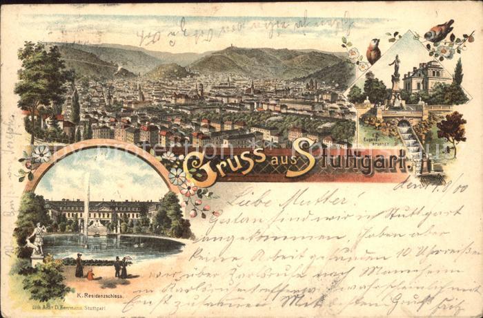 STUTTGART  CITY Totalansicht Eugensbrunnen Residenzschloss Skulptur