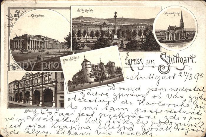 STUTTGART  CITY Koenigsbau Schlossplatz Saeule Johanneskirche Altes Schloss Bahn