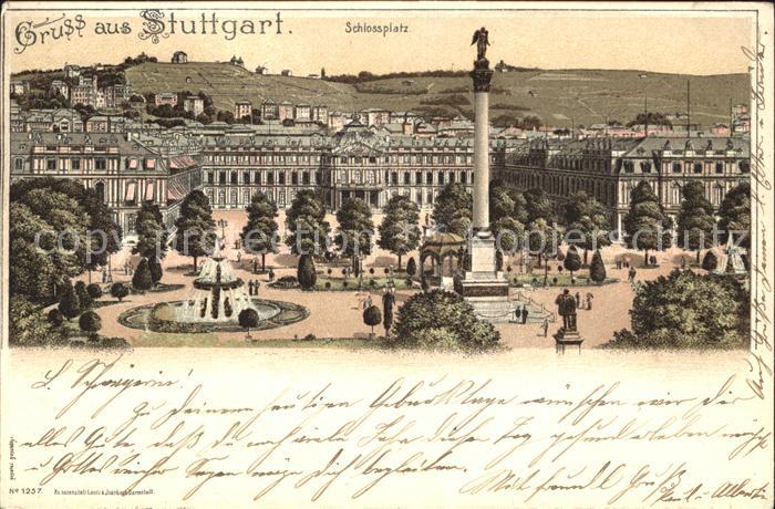 STUTTGART  CITY Schlossplatz Fontaene Jubilaeumssaeule Koenigreich Wuerttemberg