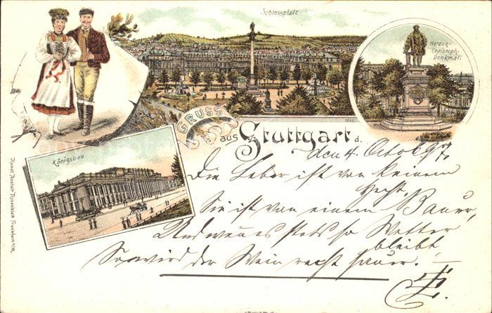 STUTTGART  CITY Schlossplatz Saeule Herzog Christoph Denkmal Koenigsbau Volkstra