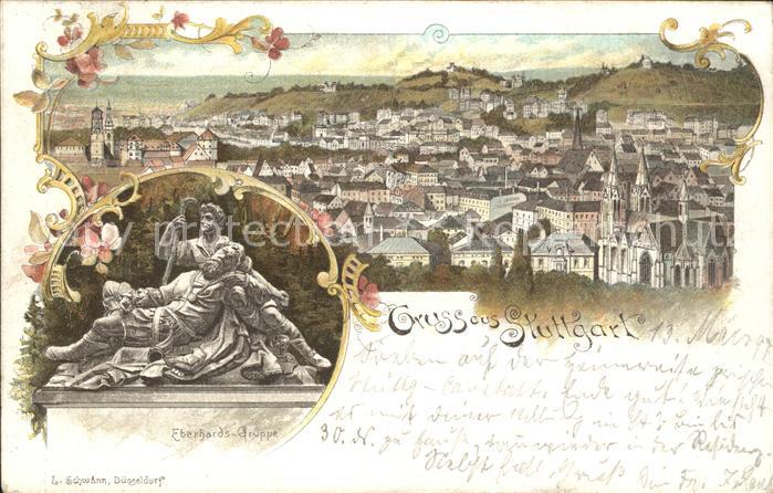 STUTTGART  CITY Totalansicht Eberhardsgruppe Skulptur