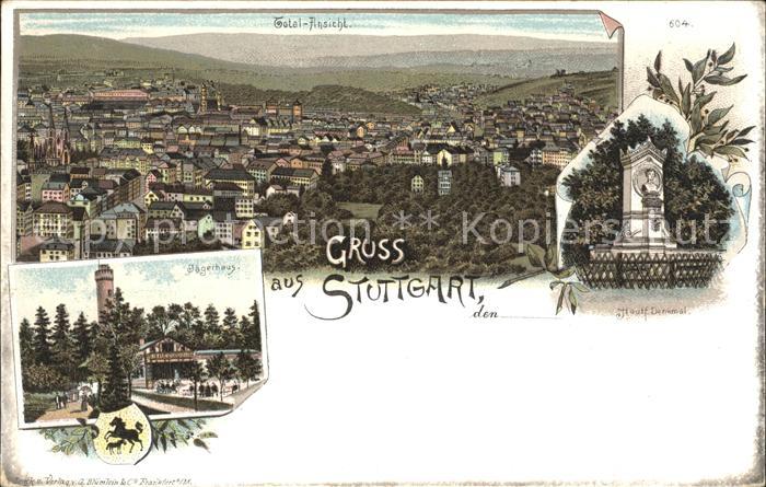 STUTTGART  CITY Totalansicht Hauff Denkmal Jaegerhaus Aussichtsturm Wappen