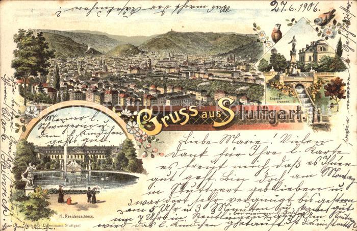 STUTTGART  CITY Totalansicht Eugensbrunnen Residenzschloss Teich Skulptur