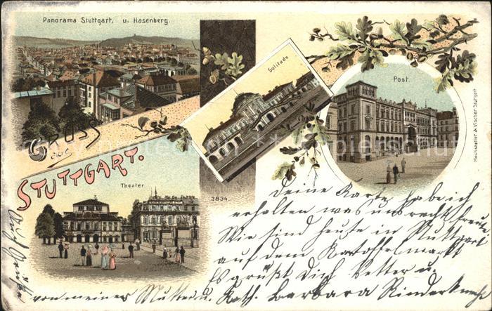 STUTTGART  CITY Panorama Hasenberg Schloss Solitude Postgebaeude Theater