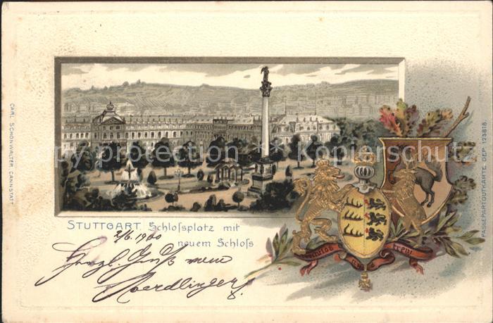 STUTTGART  CITY Schlossplatz Neues Schloss Jubilaeumssaeule Wappen Krone