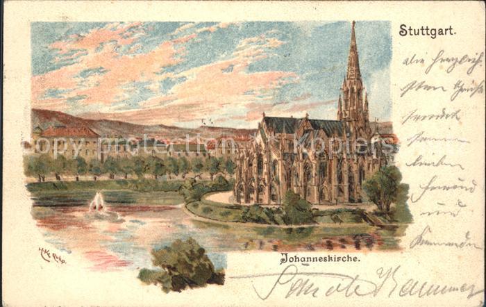 STUTTGART  CITY Johanneskirche Feuersee Kuenstlerkarte