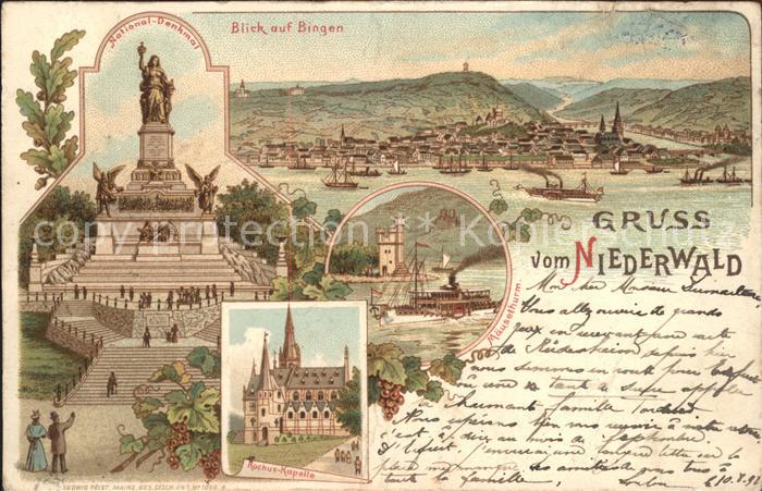Bingen Rhein Panorama Nationaldenkmal Niederwald Rochuskapelle Maeuseturm Rheind