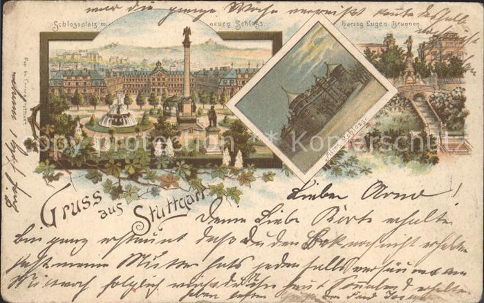 STUTTGART  CITY Schlossplatz Neues Schloss Saeule Altes Schloss Herzog Eugen Bru