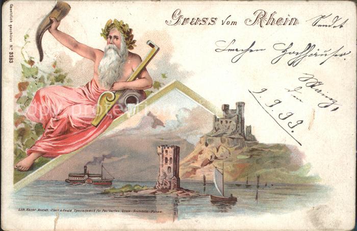 Bingen Rhein Maeuseturm Ruine Ehrenfels Bacchus