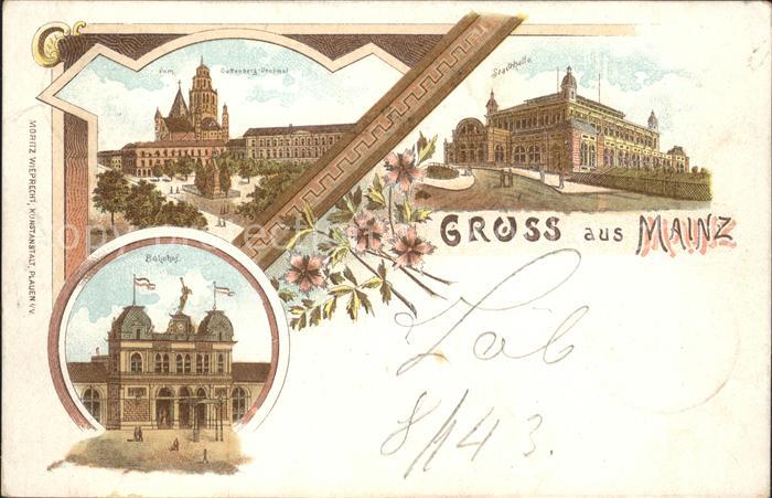 Mainz Rhein Dom Gutenberg Denkmal Stadthalle Bahnhof Deutsche Reichspost
