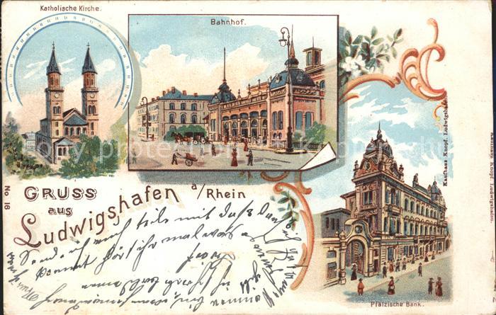 Ludwigshafen Rhein Katholische Kirche Bahnhof Pfaelzische Bank
