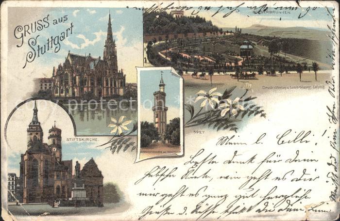 STUTTGART  CITY Stiftskirche Bopserbrunnen Degerlocher Aussichtsturm Blumen