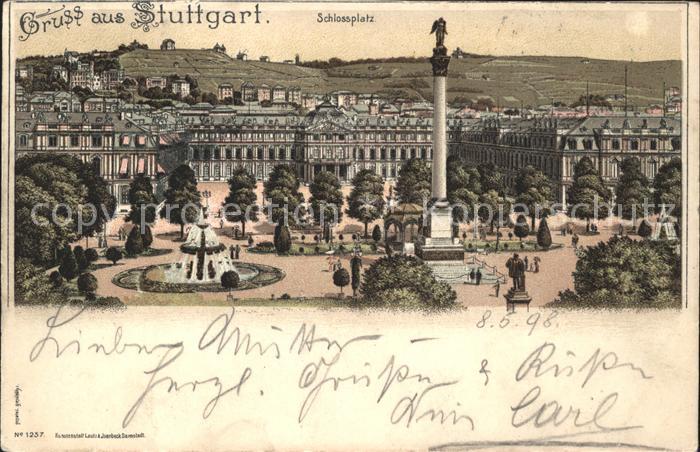 STUTTGART  CITY Schlossplatz Fontaene Jubilaeumssaeule Koenigreich Wuerttemberg