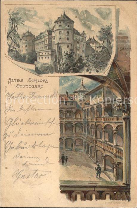 STUTTGART  CITY Altes Schloss Hof Kuenstlerkarte