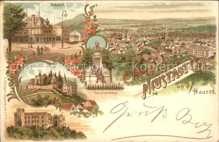 Neustadt Haardt Gesamtansicht Hetzeldenkmal Bahnhof Schloss