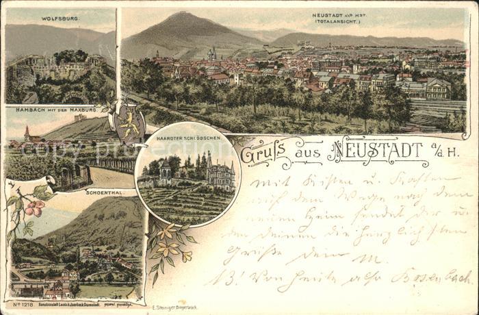 Neustadt Haardt Totalansicht Wolfsburg Hambach Maxburg Schoenthal Schloesschen K