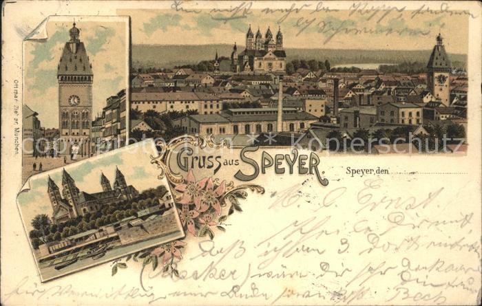 Speyer Rhein Stadtbild mit Dom Turm