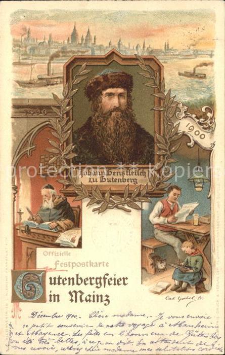 Mainz Rhein Portrait Johann Gensfleisch zu Gutenberg Buchdruck 500-jaehrige Gute