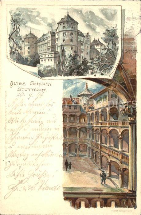 STUTTGART  CITY Altes Schloss Hof Kuenstlerkarte