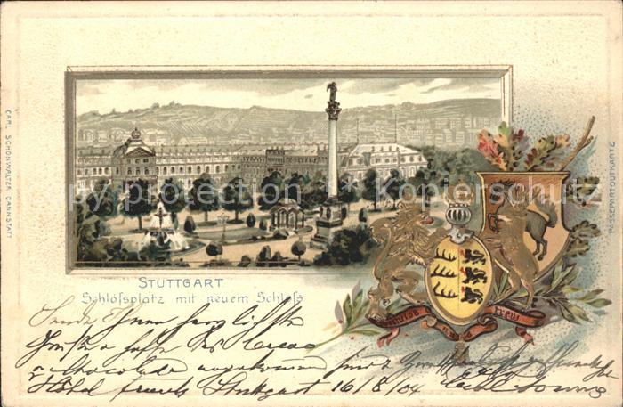 STUTTGART  CITY Schlossplatz Neues Schloss Jubilaeumssaeule Wappen Krone