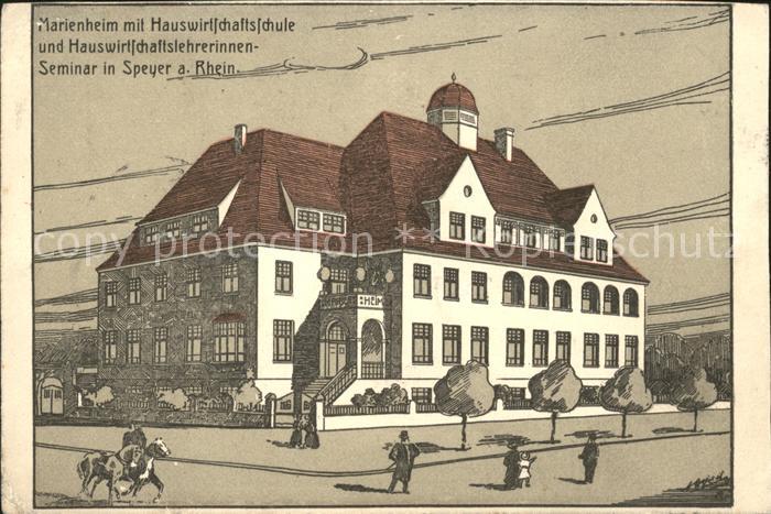 Speyer Rhein Marienheim Hauswirtschaftsschule Illustration