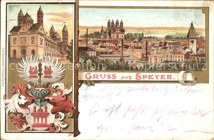 Speyer Rhein Stadtbild mit Dom Wappen