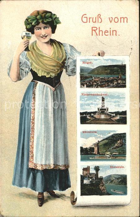 Bingen Rhein Niederwalddenkmal Maeuseturm Schloss Rheinstein Wein Trachten Lazar