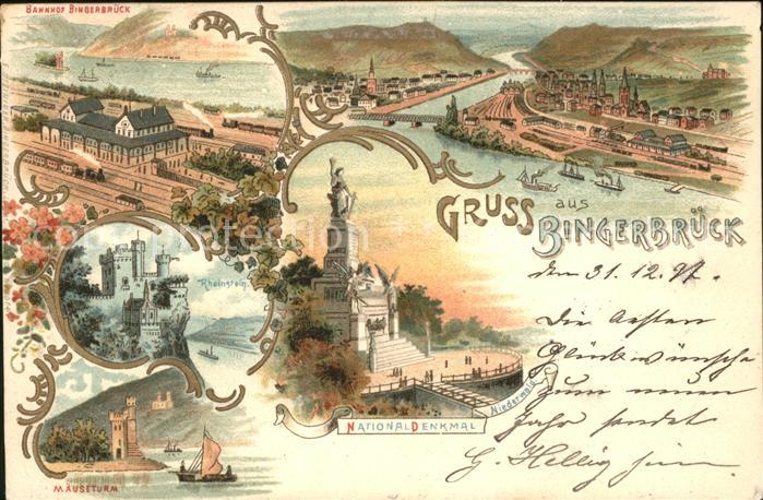 Bingerbrueck Rhein Nahemuendung Nationaldenkmal Niederwald Bahnhof Eisenbahn Sch