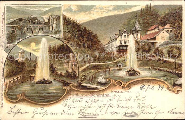 Schoental Neustadt Weinstrasse Luftkurort Kurhaus Koenigsmuehle Fontaene Wolfsbu