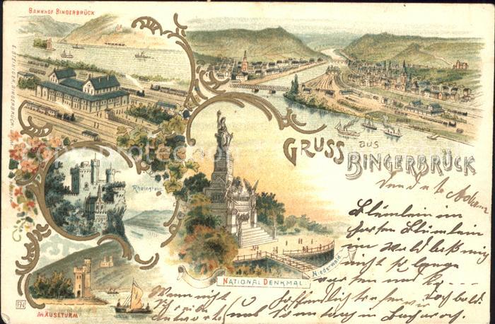 Bingerbrueck Rhein Panorama Nahemuendung Nationaldenkmal Niederwald Maeuseturm S