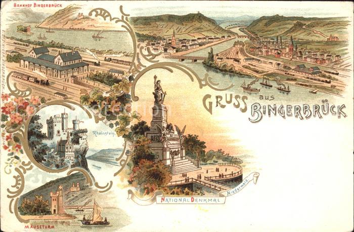 Bingerbrueck Rhein Panorama Nahemuendung Nationaldenkmal Niederwald Maeuseturm S