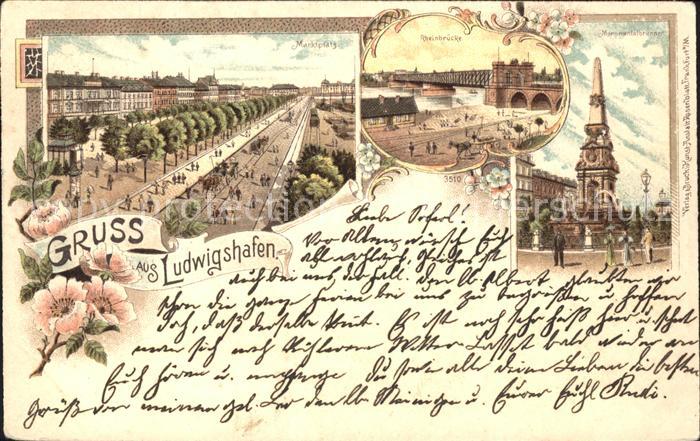 Ludwigshafen Rhein Marktplatz Rheinbruecke Monumentalbrunnen