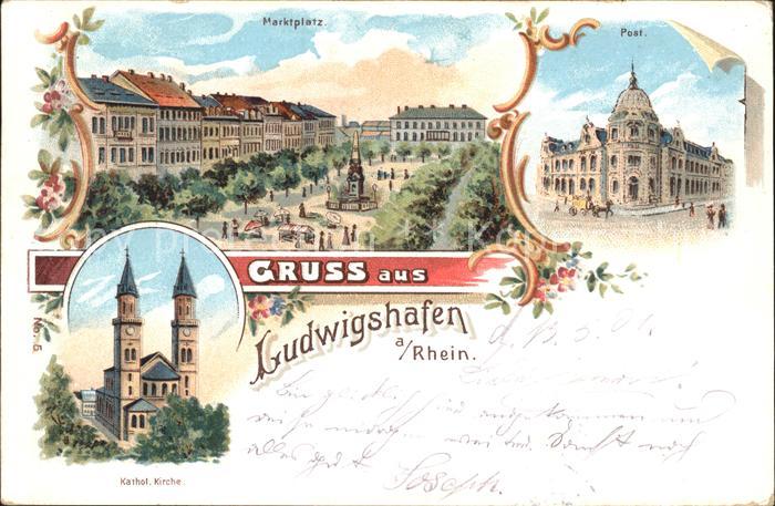 Ludwigshafen Rhein Marktplatz Postgebaeude Katholische Kirche