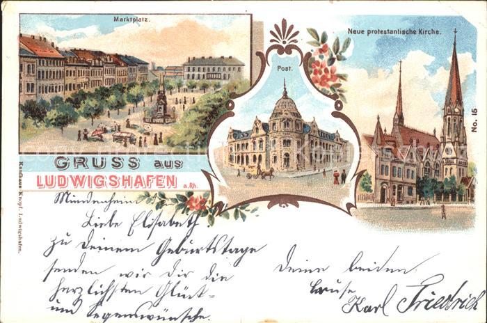 Ludwigshafen Rhein Marktplatz Post Protestantische Kirche