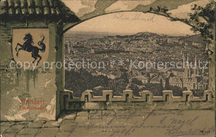 STUTTGART  CITY Blick auf die Stadt Wappen