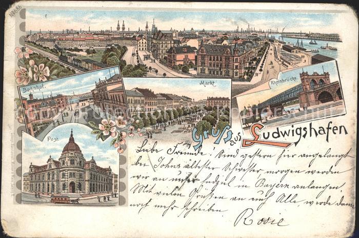 Ludwigshafen Rhein Rheinbruecke Markt Bahnhof Post