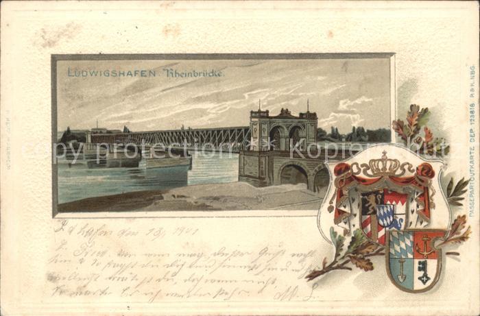 Ludwigshafen Rhein Rheinbruecke Wappen Krone