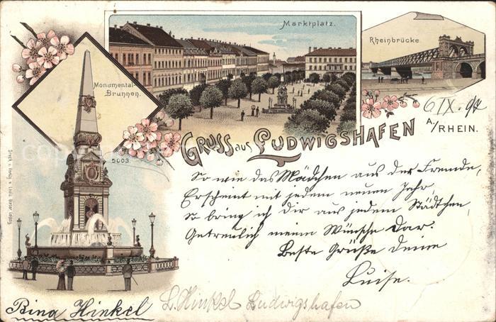 Ludwigshafen Rhein Marktplatz Rheinbruecke Monumentalbrunnen