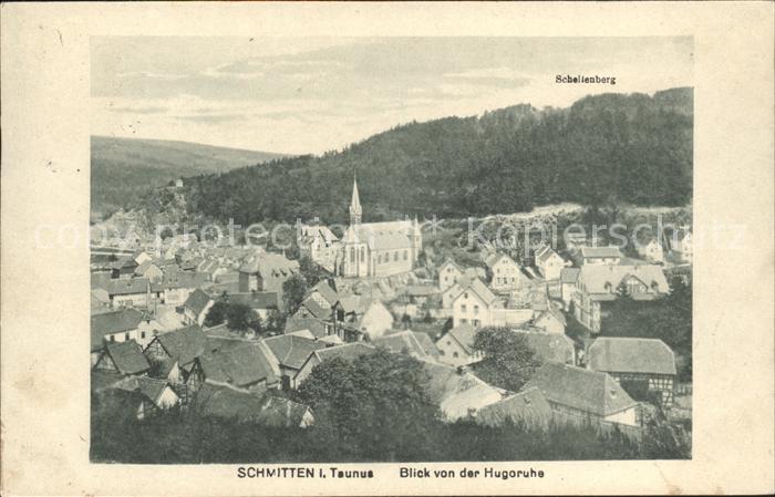 Schmitten Taunus Ortsansicht mit Kirche Blick von der Hugoruhe Schellenberg