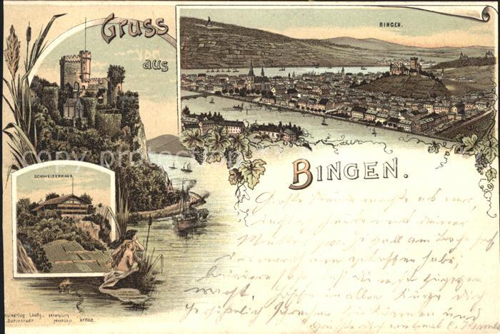 Bingen Rhein Panorama Rochusberg Schloss Rheinstein Schweizerhaus Deutsche Reich