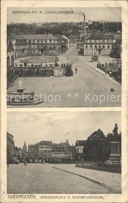 Zweibruecken Herzogsplatz Ludwigsbrunnen Bismarckdenkmal
