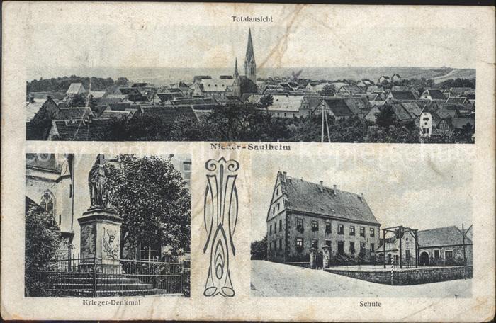 Nieder-Saulheim Totalansicht Kriegerdenkmal Schule