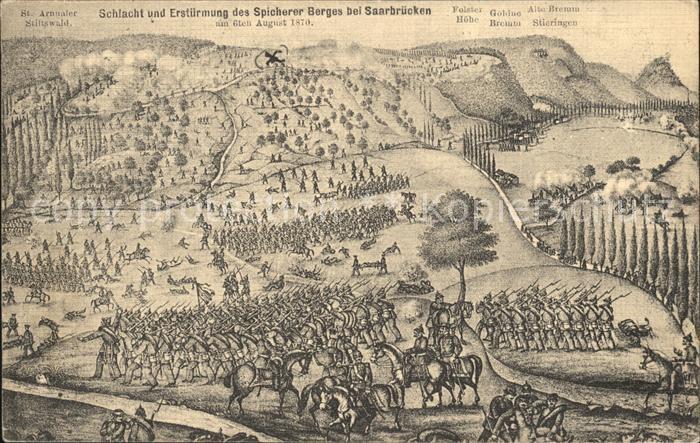 SAARBRueCKEN Saarland Schlacht Erstuermung Spicherer Berg Kuenstlerkarte