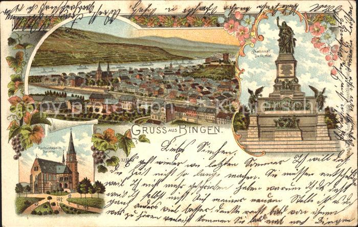 Bingen Rhein Gesamtansicht mit Rochusberg Nationaldenkmal Niederwald Rochuskapel
