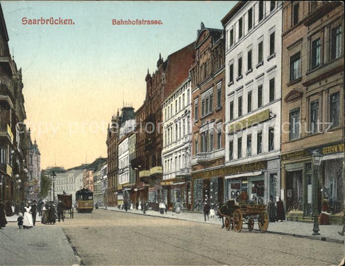 SAARBRueCKEN Saarland Bahnhofstrasse Strassenbahn Pferdekutsche