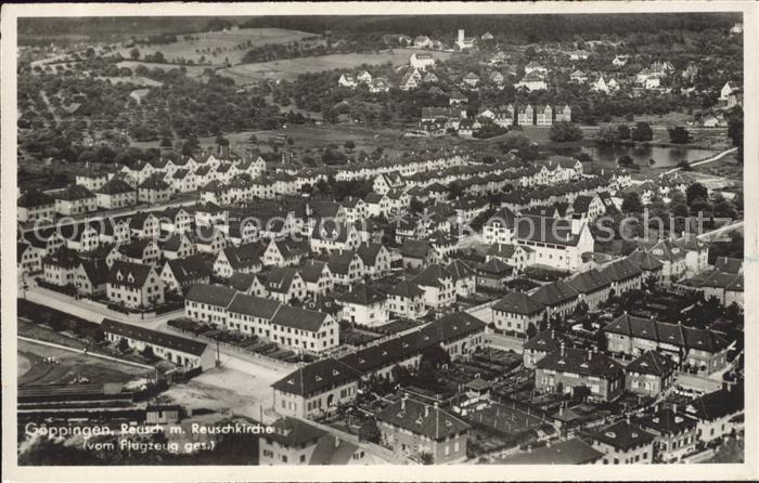 Reusch Goeppingen mit Reuschkirche Fliegeraufnahme