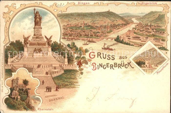 Bingerbrueck Rhein Panorama Nahemuendung Maeuseturm Nationaldenkmal Niederwald B