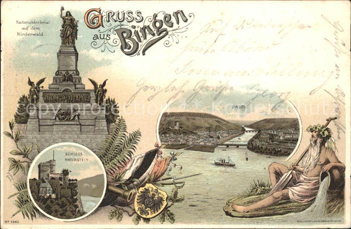 Bingen Rhein Nahemuendung Bacchus Schloss Rheinstein Nationaldenkmal Niederwald