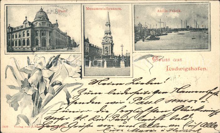 Ludwigshafen Rhein Postgebaeude Monumentalbrunnen Anilin Fabrik BASF Industrie