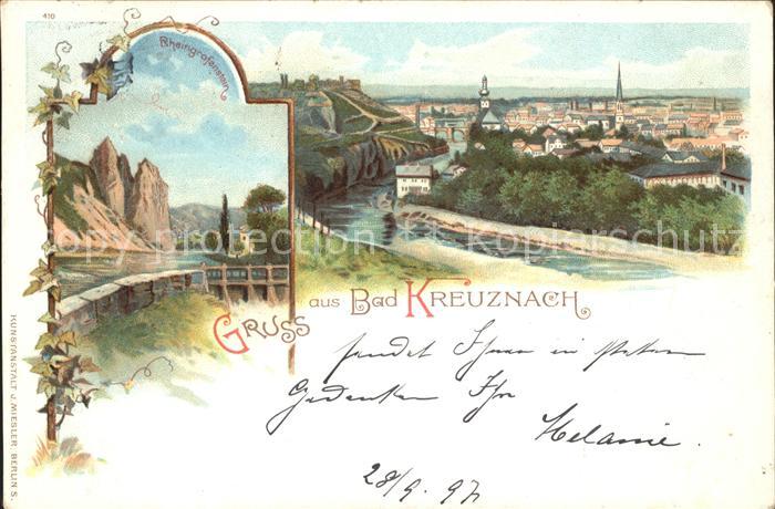 Bad Kreuznach Panorama Rheingrafenstein Felsformation Nahe Deutsche Reichspost B